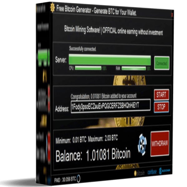 Bitcoin Generator Mining v8.9 (1 Month license)